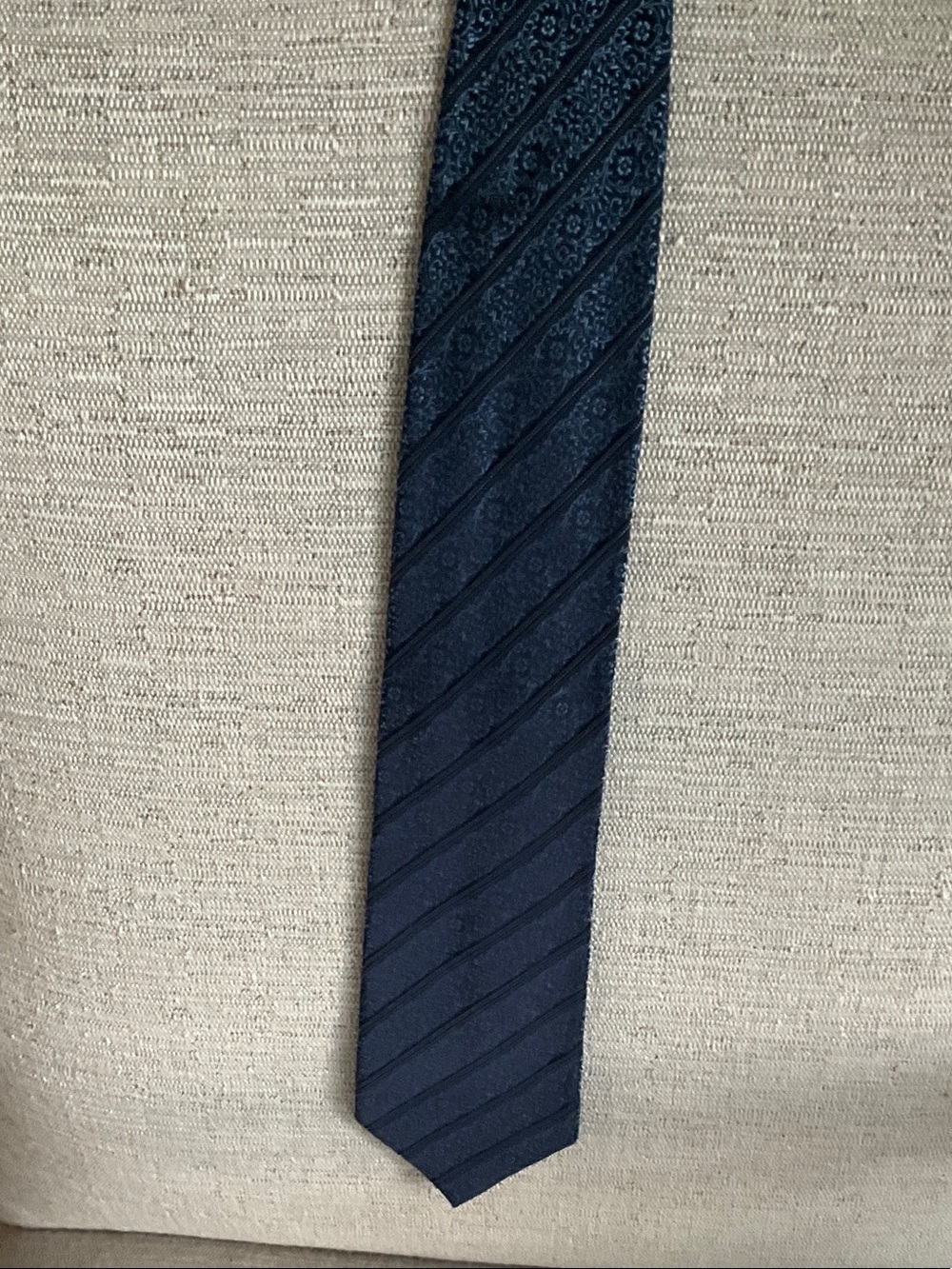 Ermenegildo Zegna Navy Diagonal Paisley Textured Tie